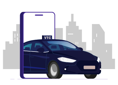 une voiture VTC en ville