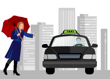 Une dame qui demande un Taxi dans la rue