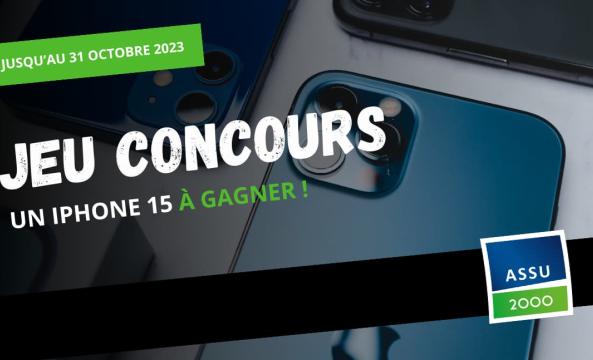 Visuel avec un iPhone et l'inscription jeu-concours an blanc
