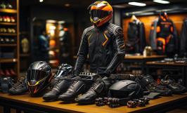 Intérieur d'un magasin d'équipements moto