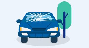 Une illustration d'une voiture avec un impact sur le pare-brise