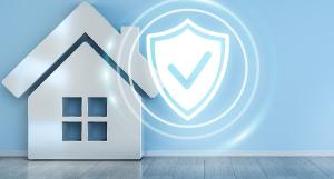 Une maison avec un bouclier de protection 