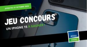Visuel avec un iPhone et l'inscription jeu-concours an blanc